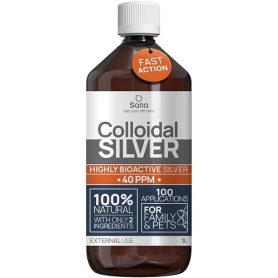 Argent Colloïdal 40 PPM 1000 ml - Supérieur au 15ppm & 20ppm - Oligo élément bio disponible - Liquide 100% Naturel - Pour famill