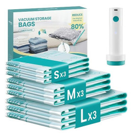 SONGMICS Housses de Rangement sous Vide avec Pompe Électrique Rechargeable, Sacs sous Vide pour Vêtement, Drap, Placard, Voyage,