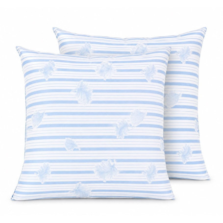 Blanrêve - Lot 2 Oreillers d'antan Plumettes & Percale Moelleux - 60x60 cm | Lot 2 Oreillers percale rayée polycoton - garnissag
