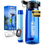 BAYTIZ® Gourde Filtrante Eau Non Potable - Bouteille Filtre Eau Randonnée | Bouteille filtrante + Paille de Filtration - Gourde