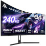 Amzfast Écran PC Gamer 34 Pouces 240Hz/UWQHD Moniteur Incurvé 3440x1440 (21:9), 450 nits, Eyes Care, sRGB 130%, Adaptive Sync, H