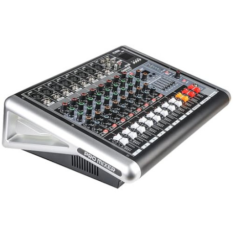 Table de Mixage Audio Professionnelle 8 Canaux Avec Table Mixage Amplifiée 8 Ohms 2 x 300w Et Alimentation Fantôme 48V, Mixeur A