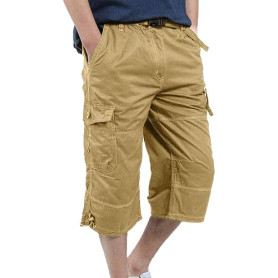 YAOBAOLE Shorts Cargo Homme 3/4 en Coton Léger Été Shorts de Travail Court avec Multi-Poches Taille Elastique