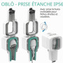 Electraline 300194 Prise étanche Oblò murale extérieure Schuko renforcée pour EV, prise de recharge pour véhicules électriques,