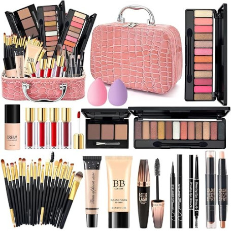 Coffret Maquillage Femme, Kit Maquillage Ado Fille Professionnel Complet avec Trousse de Maquillage, Coffret Cadeau Maquillage a