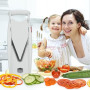 Börner V5 PowerLine Mandoline - Kit Starter - Avec 3 inserts - Blanc | Avec poussoir & boîte de rangement - 4 épaisseurs - Bâton