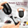 Romon Verre a Pied Plastique, Lot de 2 Noir 200ml Verres à Vin Portable Pliable, Réutilisable, Verre camping Anti-casse avec Boî