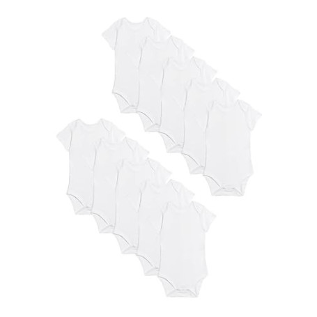 Marks & Spencer Bodies Manches Courtes Bébé Lot de 10, Mixte Garçon et Fille, 100% Pur Coton