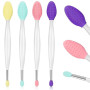 Lot de 4 pinceaux exfoliants pour les lèvres à double extrémité, 2 en 1, en silicone, applicateur doux, pour une application uni