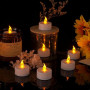 Bougies chauffe-plat LED sans flamme, lot de 24, piles CR2032 incluses, effet de flamme réaliste, autonomie 200+ heures, jaune c