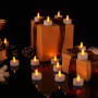 Bougies chauffe-plat LED sans flamme, lot de 24, piles CR2032 incluses, effet de flamme réaliste, autonomie 200+ heures, jaune c