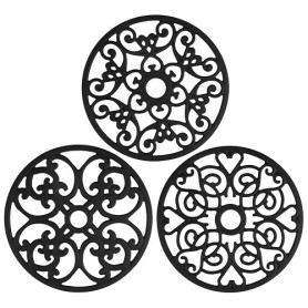 3 Pièces Dessous de Plat Silicone 19.5 cm, Antiadhésif Dessous de Cuisine | Noir Antidérapant et Résistant à Chaleur Sous Plat C