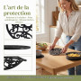 3 Pièces Dessous de Plat Silicone 19.5 cm, Antiadhésif Dessous de Cuisine | Noir Antidérapant et Résistant à Chaleur Sous Plat C