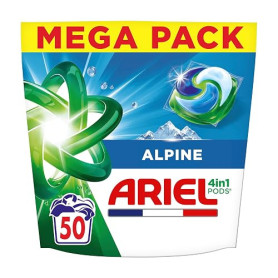 Ariel PODS 4en1 Alpine x50 | Lessive En Capsule, 50 Lavages, élimination Impeccable Des Tâches, efficace Même A Froid Et En Cycl