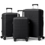 LEADZM Set de 3 Valises en PP, Valise Grande Taille & Cabine (Noir) | 4x plus résistante, Résiste au froid jusqu’à -35°C, Surfac