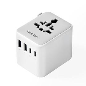 TESSAN Adaptateur Prise Universelle avec 2 USB C et 2 USB A | Chargeur Universel, Adaptateur Universel de Voyage France vers Ang