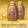 OGX Shampooing + Après-Shampooing Lissant Kératine Brésilienne, 2x385 ml | Rend les cheveux lisses et doux dès la 1ère utilisati
