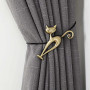 Cisixin 2pcs Embrasses aux Rideaux Rétro Magnétiques, Clip Rideau en Motif de Chat, Bronze Rétro