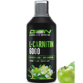 GEN GERMAN ELITE NUTRITION L-Carnitine 6000 Liquid - 1000 ml | Crazy Apple - Extra haute dose avec 6000 mg de L-Carnitine pure -