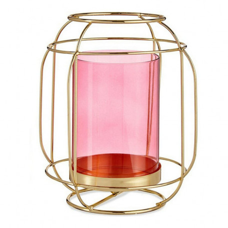 Bougeoir Rose Doré Lanterne Métal verre (19 x 20 x 19 cm) 34,99 €
