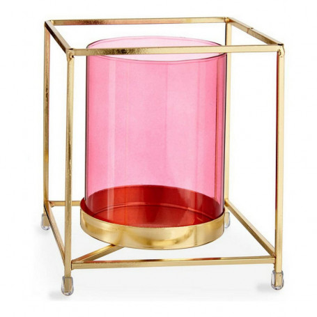 Bougeoir Carré Rose Doré Métal verre (14 x 15,5 x 14 cm) 26,99 €