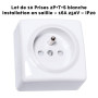 Lot de 10 Prises Apparentes 2P+T +S Blanches – Installation en saillie – Intensité 16A – Tension 250V – Puissance 3680W – Indice