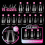 UNA GELLA Capsule Americaine Ongle Ballerina Medium, 510 pcs 15 Tailles, Capsules Ongles Gel Pré-Buffées Sans Limage, Faux Ongle