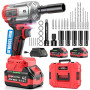 XIAZIR Clé à chocs sans fil 1200 Nm 3-en-1 / Visseuse à Chocs/Perceuse à Chocs – Couple Élevé 1/2" avec Moteur Brushless, 2× Bat