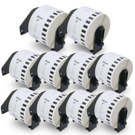 BETCKEY - 10 DK-22223 Rouleau de Papier Continu Compatible avec Brother, 50mm x 30.48m, 10 Étiquettes pour Imprimantes d'Étiquet