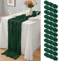 Lot de 12 chemins de Table en étamine Vert foncé de 55 x 300 cm,Chemins de Table en Gaze Semi Transparente,Chemin de Table en Ti