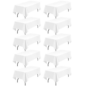 10 paquet de nappes en polyester Blanc, 153 x 260 cm pour blanc nappe rectangulaire de 1,8 m, lavables et réutilisables, résista