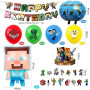 Kit de Décoration de Fête d'Anniversaire, 71 Pièces Pixel Deco Anniversaire à Thème pour Enfant, Bannières d'Anniversaire, Vaiss