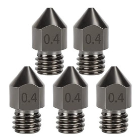 5 Pièces Acier Trempé MK8 Buses, 0,4mm Hotend Extrudeuse Nozzle pour Ender 3s 3 Pro, CR-10 Imprimante 3D 1,75mm Filament
