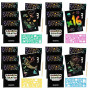 BONNYCO Carte a Gratter Enfant 16 Sets Cadeau Anniversaire Enfants Invites | Carnet, Pochoir et Stylet en Bois Inclus. Jouet Pin