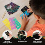 BONNYCO Carte a Gratter Enfant 16 Sets Cadeau Anniversaire Enfants Invites | Carnet, Pochoir et Stylet en Bois Inclus. Jouet Pin