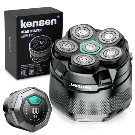 Kensen 6D Rasoir Tete Chauve Homme Autonomie 160 min Rasoir Crane Étanche | Tondeuse Crane Chauve sans Fil Rasoir Crane Homme Ch
