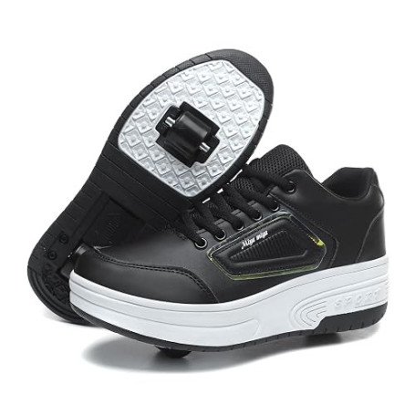 LYBANG Enfants Chaussures à roulettes de Multisports Outdoor Gymnastique Sneaker Automatiques Rétractables Skateboard Baskets Ga