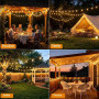 LaPitio Guirlande Lumineuse Exterieure Solaire 30M, 50+2 Ampoules étanches | Chargement Solaire ou USB, 3 Modes, Guirlande Guing