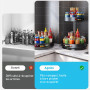 Lazy Susan Organiseur à épices rotatif à 360 °, en acier au carbone, plateau rotatif, porte-épices, hauteur réglable, pour cuisi