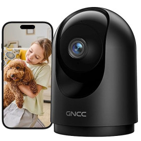GNCC Caméra Surveillance WiFi Intérieure 2K 3MP Bébé/Animaux Noir(Lot de 1) | 2.4/5GHz WiFi, Vision Nocturne Infrarouge, SD/Clou