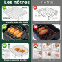 PETHREE Grille Air Fryer Stackable, 2Pcs Inox 304, Accessoires Airfryer Carrés pour Philips 6,2/7,2L, Ninja 6.2L AF180EU, Cosori