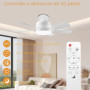 OKSANO Ventilateur de plafond avec lumière et télécommande,Grain de bois blanc petite lumière de ventilateur de 45cm avec ampoul