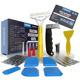 Grattoir Joint Silicone Kit 23 Pièces Enlever Joint Carrelage Douche | Enlever le vieux cordon, appliquer, lisser : 23 pièces po