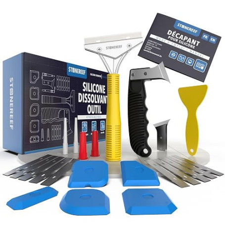 Grattoir Joint Silicone Kit 23 Pièces Enlever Joint Carrelage Douche | Enlever le vieux cordon, appliquer, lisser : 23 pièces po