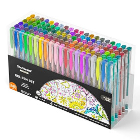 Shuttle Art 240PCS Stylo Gel Paillette, 120 Stylos Gel avec 120 Recharges | Stylo Paillette Idéal pour Livres à Colorier, Dessin