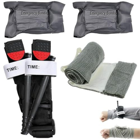 Garrot Tourniquet, Pansement Israelien 2 Pcs, Pansement Compressif Hemostatique Urgence, Garrot Tourniquet Militaire de 6'', ave