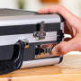 HMF 14401-02 Valise a Pistolet en Aluminium avec Serrure à Combinaison | 31 x 26 x 11 cm | Noir