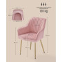 SONGMICS Ensemble de 6 Chaises de Salle à Manger, Velours, Rose Bonbon | Chaise Confortable avec Accoudoirs, Pieds en Métal Or P
