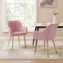 SONGMICS Ensemble de 6 Chaises de Salle à Manger, Velours, Rose Bonbon | Chaise Confortable avec Accoudoirs, Pieds en Métal Or P