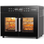 AIRMSEN Four Friteuse Sans Huile Double Porte, 10-en-1 multifonction, 30L | Tournebroche automatique 360°, four à convection, pl